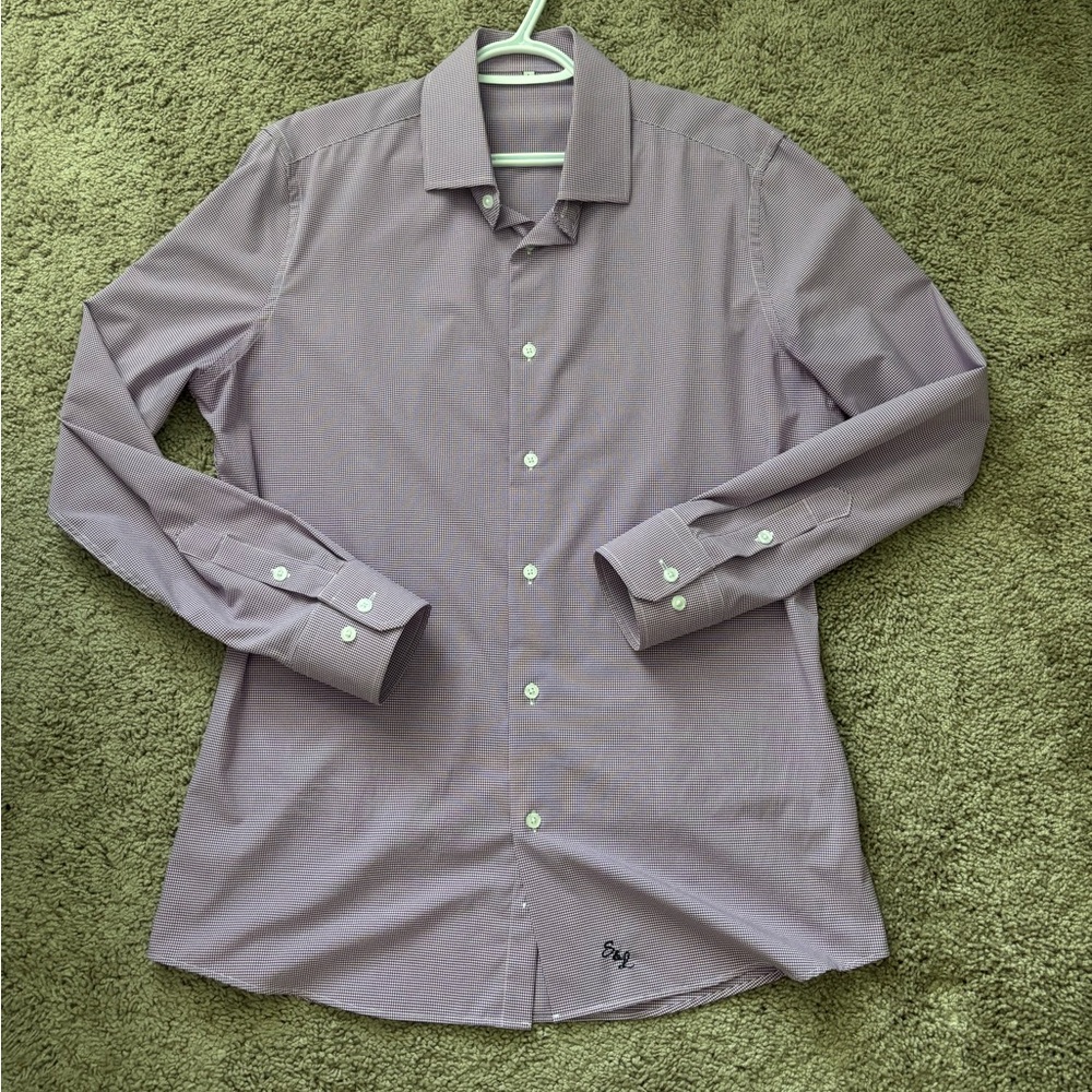 State & Liberty “The Ryan” Dark Purple Micro Check Dress Shirt